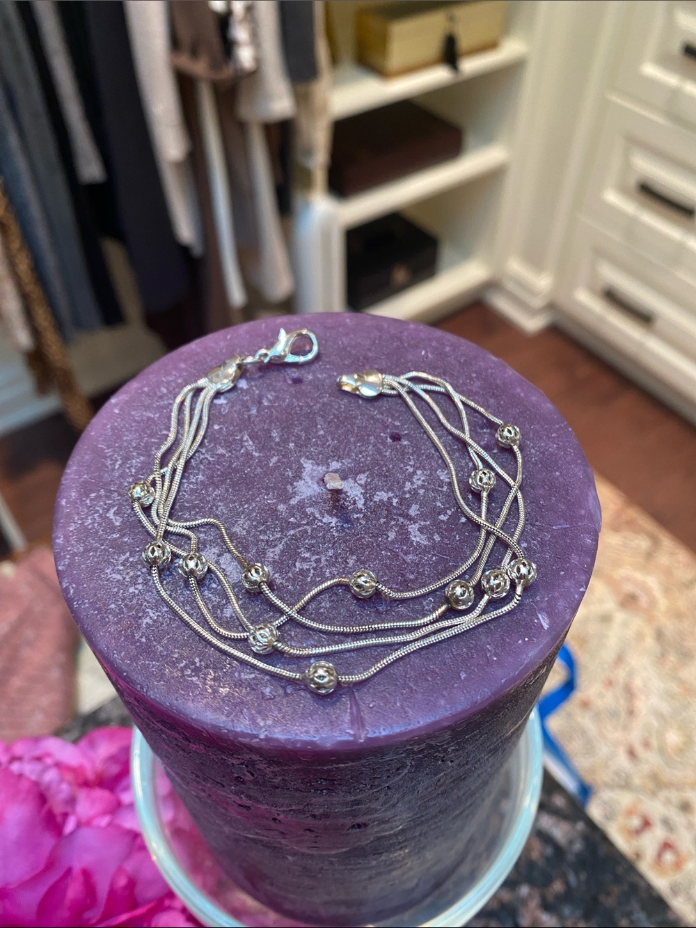 Multi-Strand Silver Bead Bracelet. GUC.